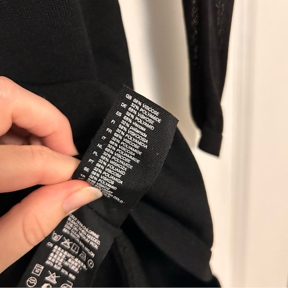 & Other Stories The Little Black Asymmetric Mini Dress Long Sheer Sleeves XS - Picture 5 of 7